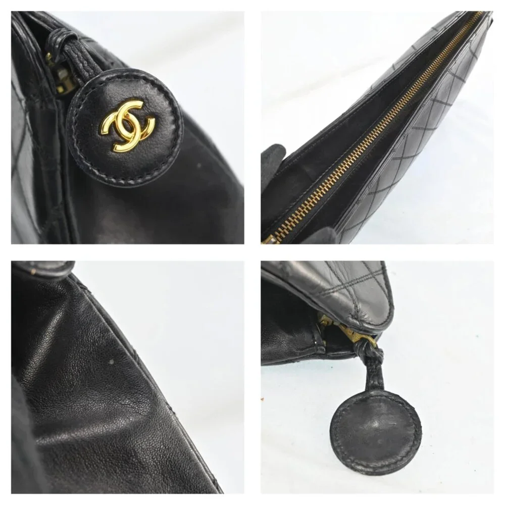 AUTHENTIC CHANEL Matelasse Black Leather Pouch Bag bsj797-121225 - Picture 7 of 16